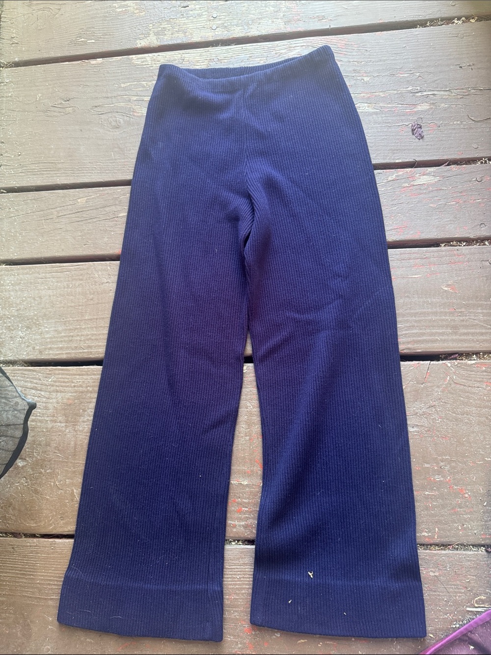 Women's Ribbed Wide-Leg Knit Pants — Navy